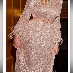 Nicola Bathie sequin & feather dress